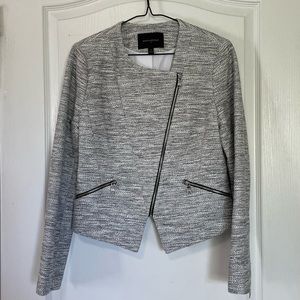 Banana Republic Heathered Grey Jacket with Diagonal Zipper & Pockets